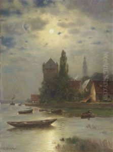 Am Rhein Bei Vollmond