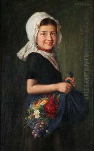 Madchen Mit Sommerstraus by Carl Watzelhan