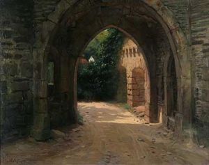 Blick Durch Ein Gotisches Burgtor by Carl Watzelhan
