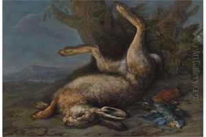Jagdstillleben Mit Erlegtem Hasen Und Vogeln