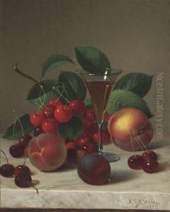 Still Life With Cherries, Peaches And Plums by Andrew John Henry Way