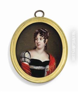 Desiree Clary (1777-1860), Queen Of Sweden, In Swedish Court Dress And Gold-bordered Red Stole Embroidered With Royal Crowns Surrounded By Laurel Wreaths