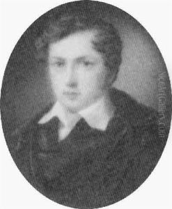 Brustbild Eines Jungen Biedermeierherrn Im Schwarzen Mantel Mit Weisem Kragen by Johan Wilhelm Carl Way