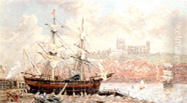 A Beached Brig With Whitby Beyond - view 1