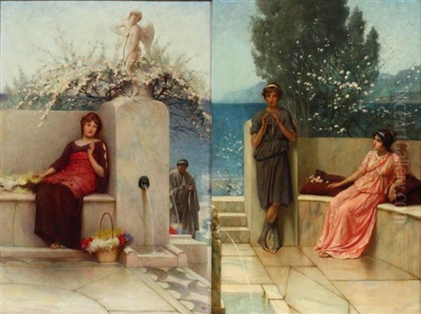 Figures In Grecian Style Scenes (2 Works) - view 1