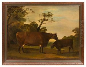Portrait Of A Prized Cow And Calf, 1803 by Thomas Weaver