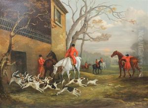 Hunting Scene, Unkenneling Hounds by Edward Walter Webb