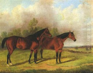 Bay Hunter In A Landscape by Edward Walter Webb