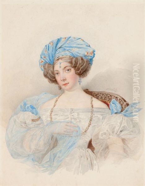 Portrait Of A Young Woman In A Turban - view 1