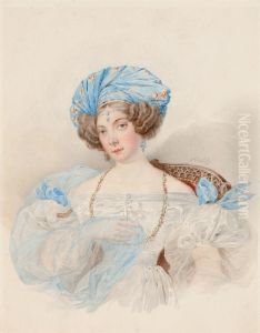 Portrait Of A Young Woman In A Turban by Alexander Briullov