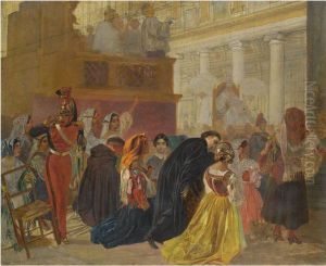 Study For The Return Of Pope Pius Ix To Rome In 1850 by Karl Brulloff