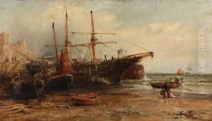 Coastal Scene With Anchoring Ships by William Edward Webb