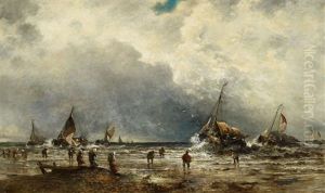 Coastal Landscape With Fishers And Sailing Boats Coastal Landscape With Fishers And Sailing Boats