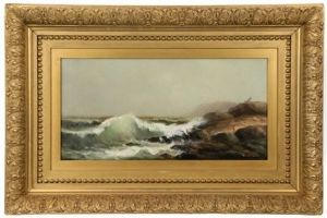 Crashing Waves With Figures by Elbridge Wesley Webber