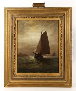 Moonlit Sailing Ships by Elbridge Wesley Webber