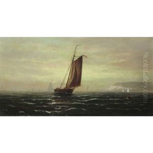 Ship Off Coastline by Elbridge Wesley Webber