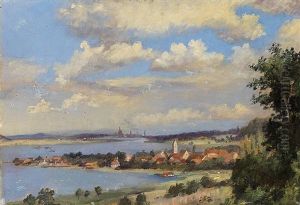 Blick Vom Bodanrucken Uber Kirchdorf Auf Den Bodensee, Im Hintergrund Konstanz