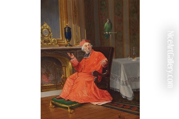 Cardinal With The Green Parrot - view 1