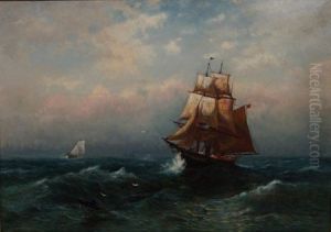 Ships At Sea by Carl Philipp Weber
