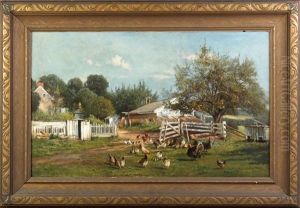 In A Barn Yard by Carl Philipp Weber