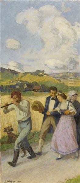 Hochzeitspaar Mit Flotenspieler - view 1