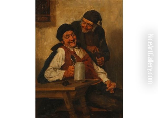 Two Old Men Drinking In A Tavern - view 1