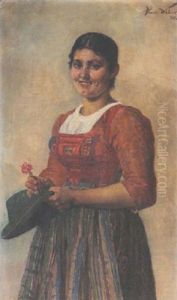 Bayerisches Bauernmadchen In Tracht by Heinrich A. Weber