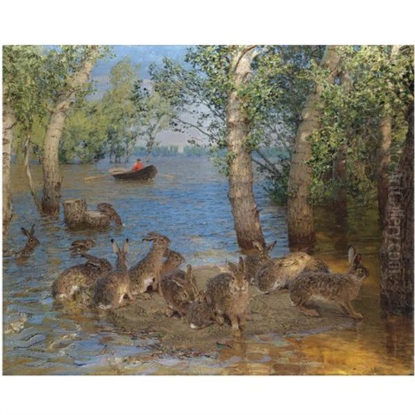 Hares In A Flood - view 1