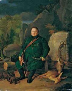 Der Jager Ludwig Gloeckler Mit Erlegtem Rotwild