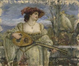 Die Lautenspielerin by Maria (Philips-Weber) Weber