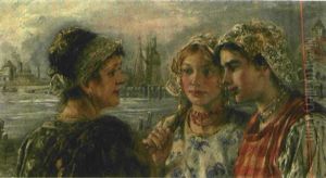 Drei Hollandische Fischermadchen by Maria (Philips-Weber) Weber