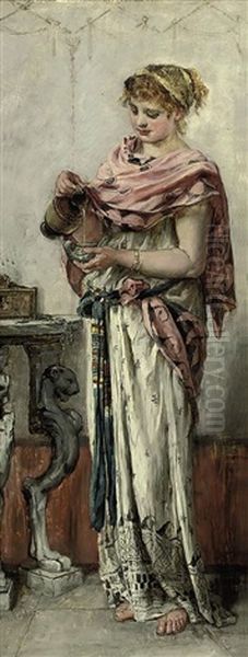 A Maiden Pouring Wine - view 1