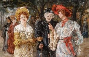Trois Femmes Au Parc by Maria (Philips-Weber) Weber