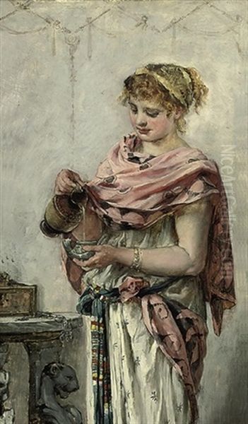 A Maiden Pouring Wine - view 1