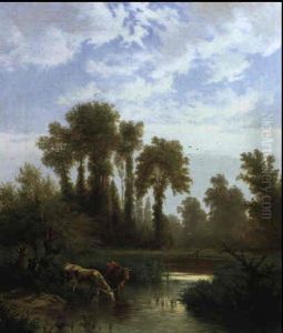Kuhe An Der Tranke by Robert Weber