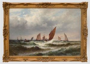 Sailing Ships On A Fair Day by Theodor Alexander Weber