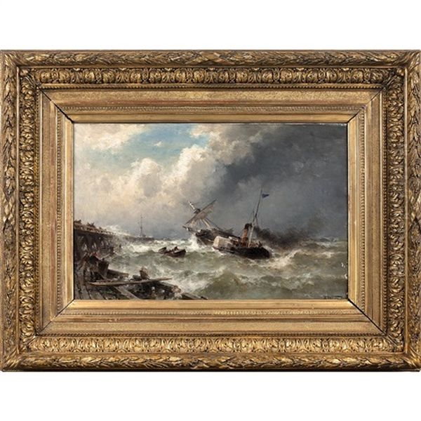The Towing, Original Canvas Signed Lower Right: Th Weber - view 1