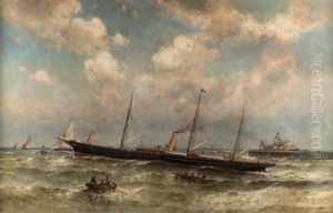 A New York Yacht Club Ship During The Annual Regatta by Theodor Alexander Weber
