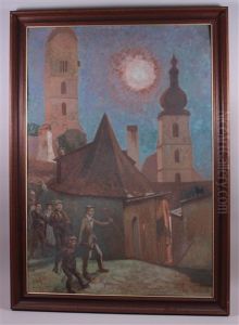 Am Heimweg Vom Heurigen In Krems/stein by Rudolf Weber