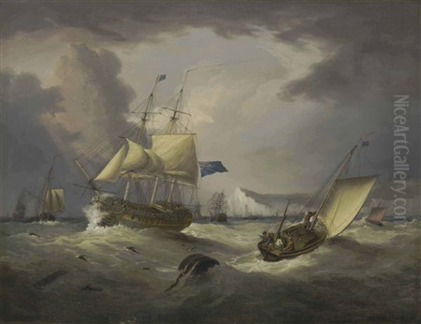 A Thirty-gun Frigate Of The Blue Squadron Off Dover Castle In Choppy Seas - view 1