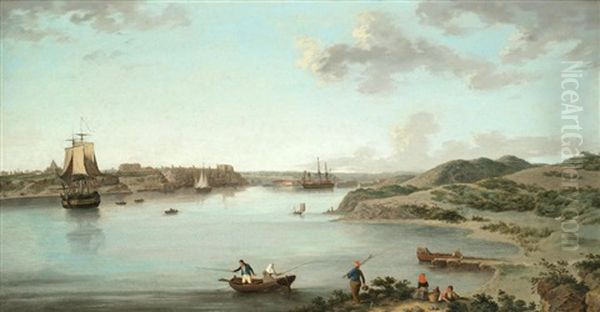 Port Mahon, Minorca, With Figures Fishing In The Foreground - view 1