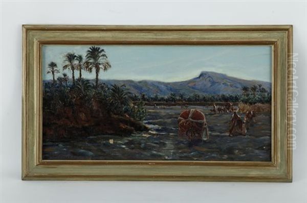 Paysage Orientaliste, Caravane A L'oasis - view 1