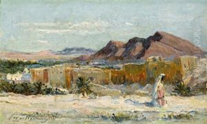 Douar Dans La Plaine Du Hodna by Ernst Weckerling