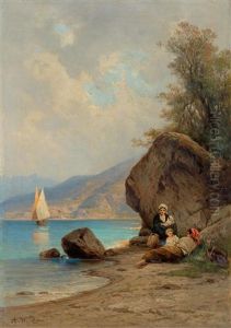Southern Landscape With Figures by August Weckesser