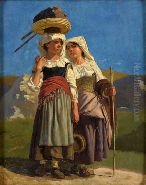 Zwei Romische Madchen Bei Cervara - view 1