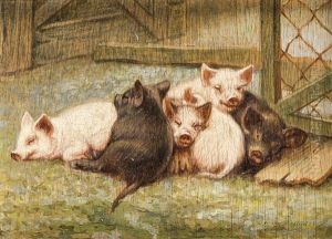 Ein Haufchen Schlafender Ferkel
