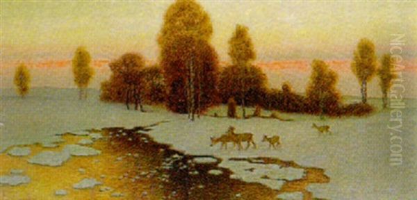 Rehe In Verschneiter Landschaft - view 1