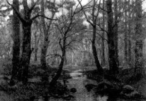 Herbstliche Waldlandschaft Mit Bach by Alfred Weczerzick