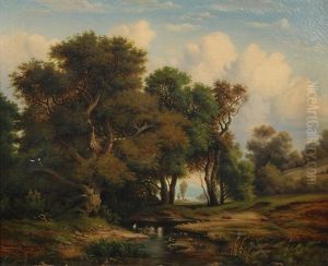 Idyllic Forest With Beck by August Wilhelm Wedeking