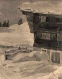 Suddeutsches Haus Im Winter by August Wedel